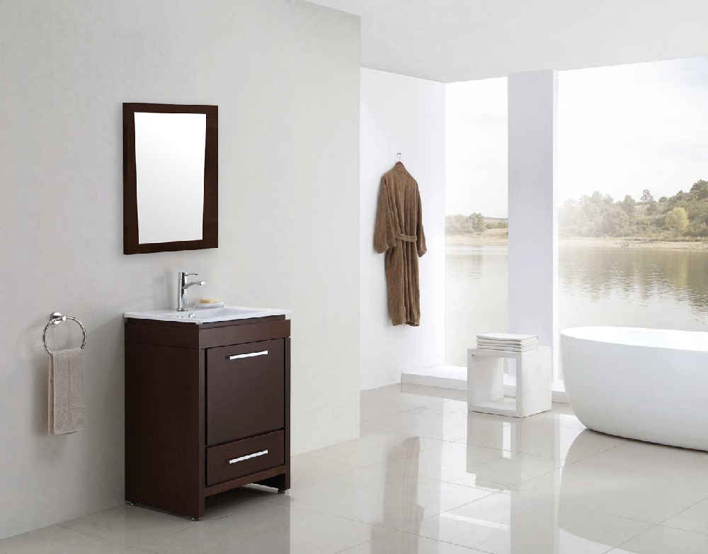 29.5-in. W 33.5-in. H Modern Plywood-Melamine Wood Mirror In Wenge