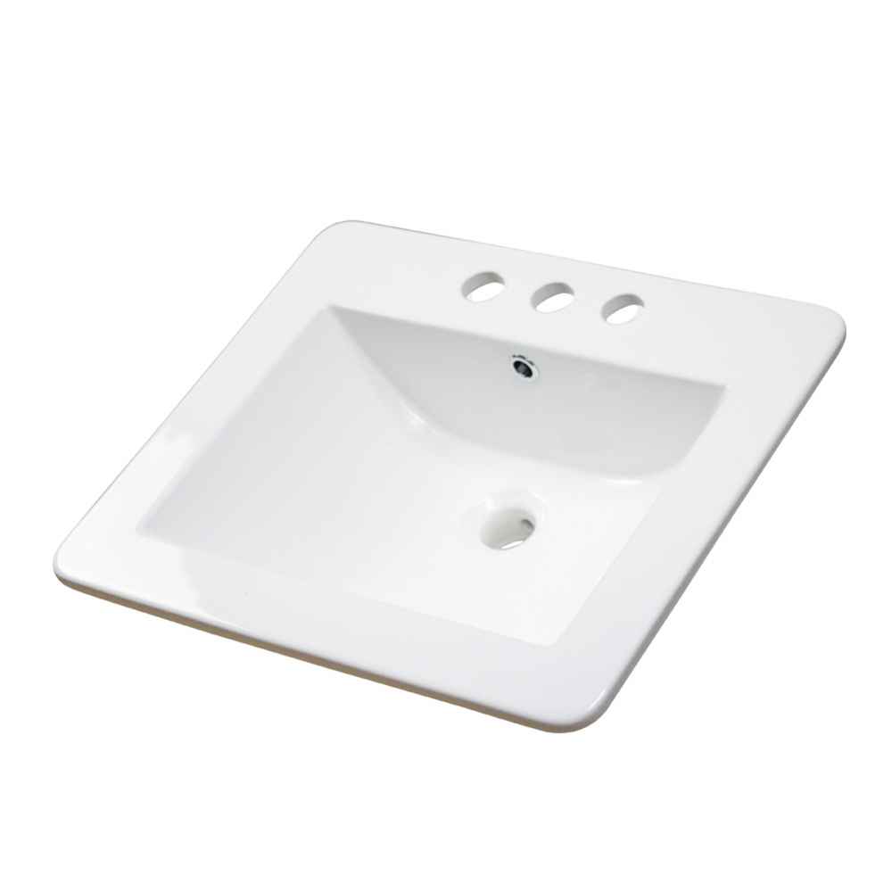 21-in. W 18.5-in. D Ceramic Top In White Color For 3H8-in. Faucet