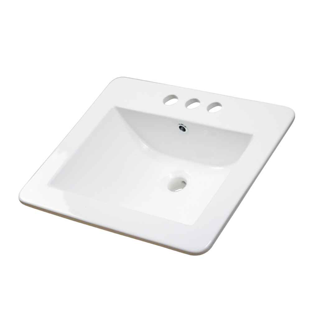 21-in. W 18.5-in. D Ceramic Top In White Color For 3H4-in. Faucet
