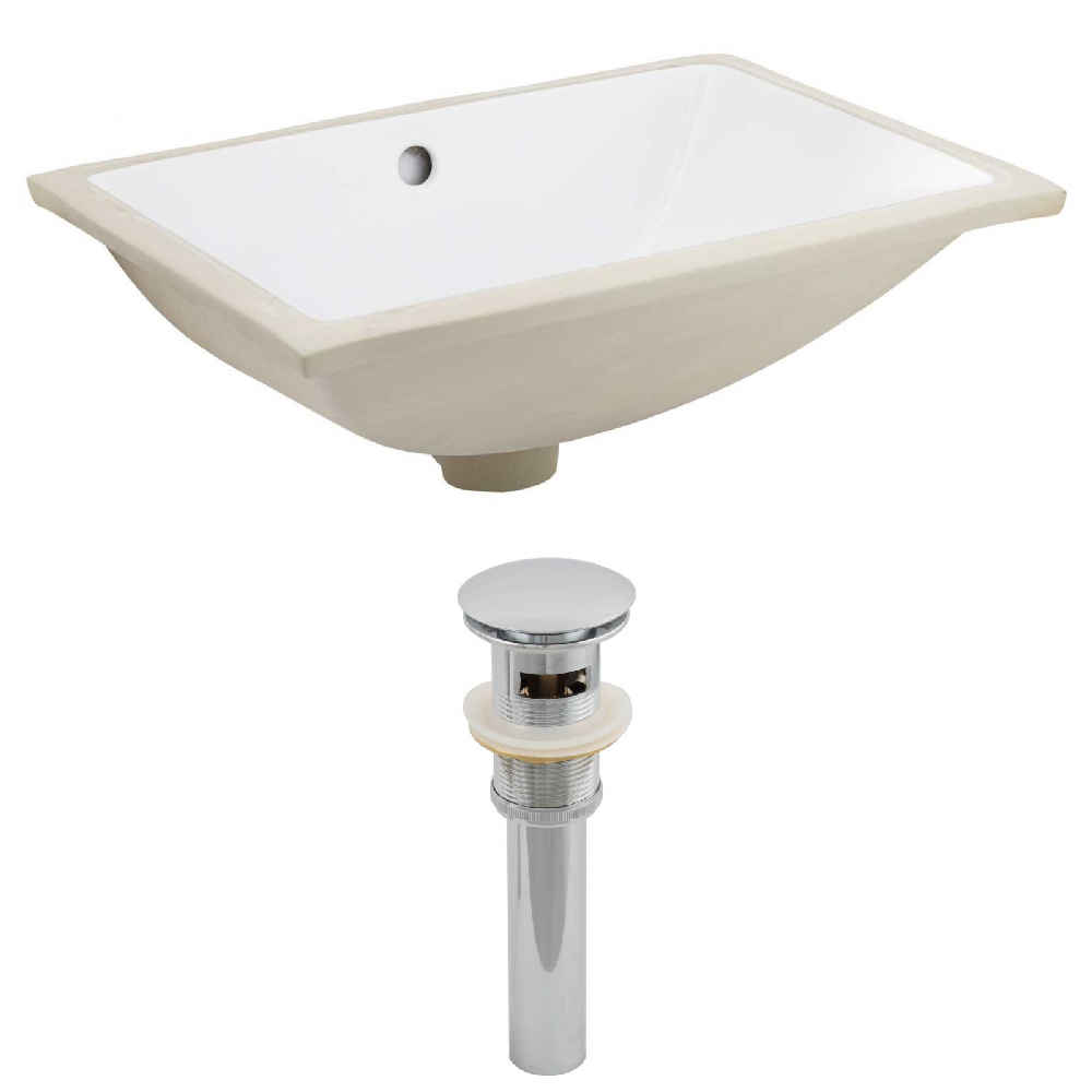 18.25-in. W CUPC Rectangle Bathroom Undermount Sink Set In White - Chrome Hardware - Overflow Drain Incl.