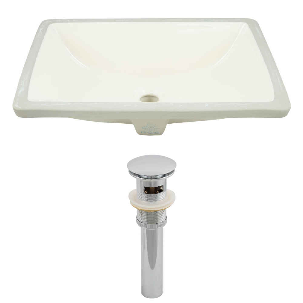 18.25-in. W CUPC Rectangle Bathroom Undermount Sink Set In Biscuit - Chrome Hardware - Overflow Drain Incl.