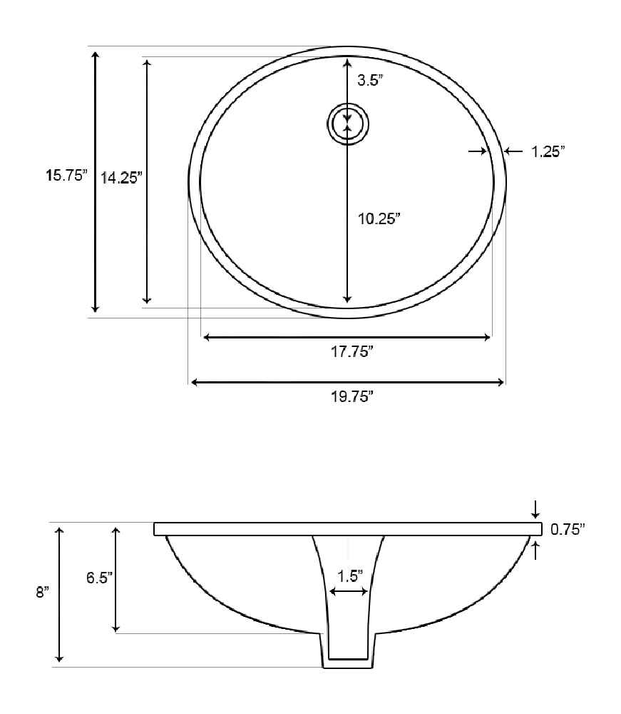 19.75-in. x 15.75-in. Ceramic Bathroom Undermount Sink In Biscuit