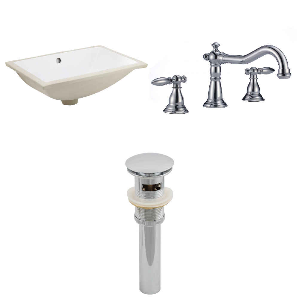 20.75-in. W CUPC Rectangle Bathroom Undermount Sink Set In White - Chrome Hardware - Overflow Drain Incl.