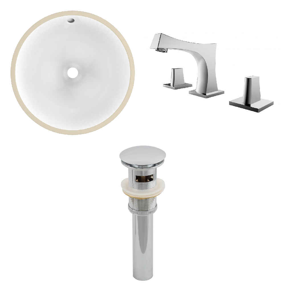 16.5-in. W CUPC Round Bathroom Undermount Sink Set In White - Chrome Hardware - Overflow Drain Incl.