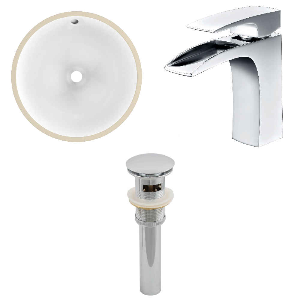 16.5-in. W CUPC Round Bathroom Undermount Sink Set In White - Chrome Hardware - Overflow Drain Incl.