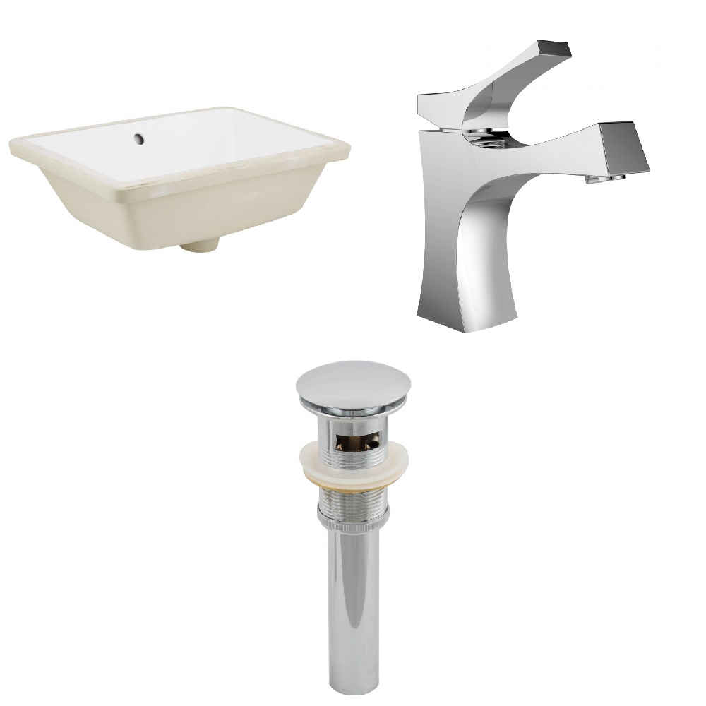 18.25-in. W CUPC Rectangle Bathroom Undermount Sink Set In White - Chrome Hardware - Overflow Drain Incl.