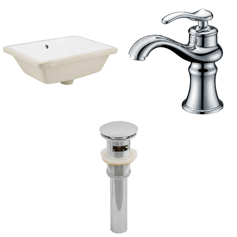 18.25-in. W CUPC Rectangle Bathroom Undermount Sink Set In White - Chrome Hardware - Overflow Drain Incl.
