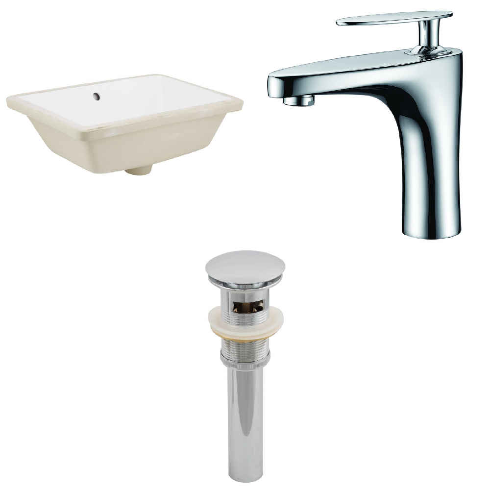 18.25-in. W CUPC Rectangle Bathroom Undermount Sink Set In White - Chrome Hardware - Overflow Drain Incl.