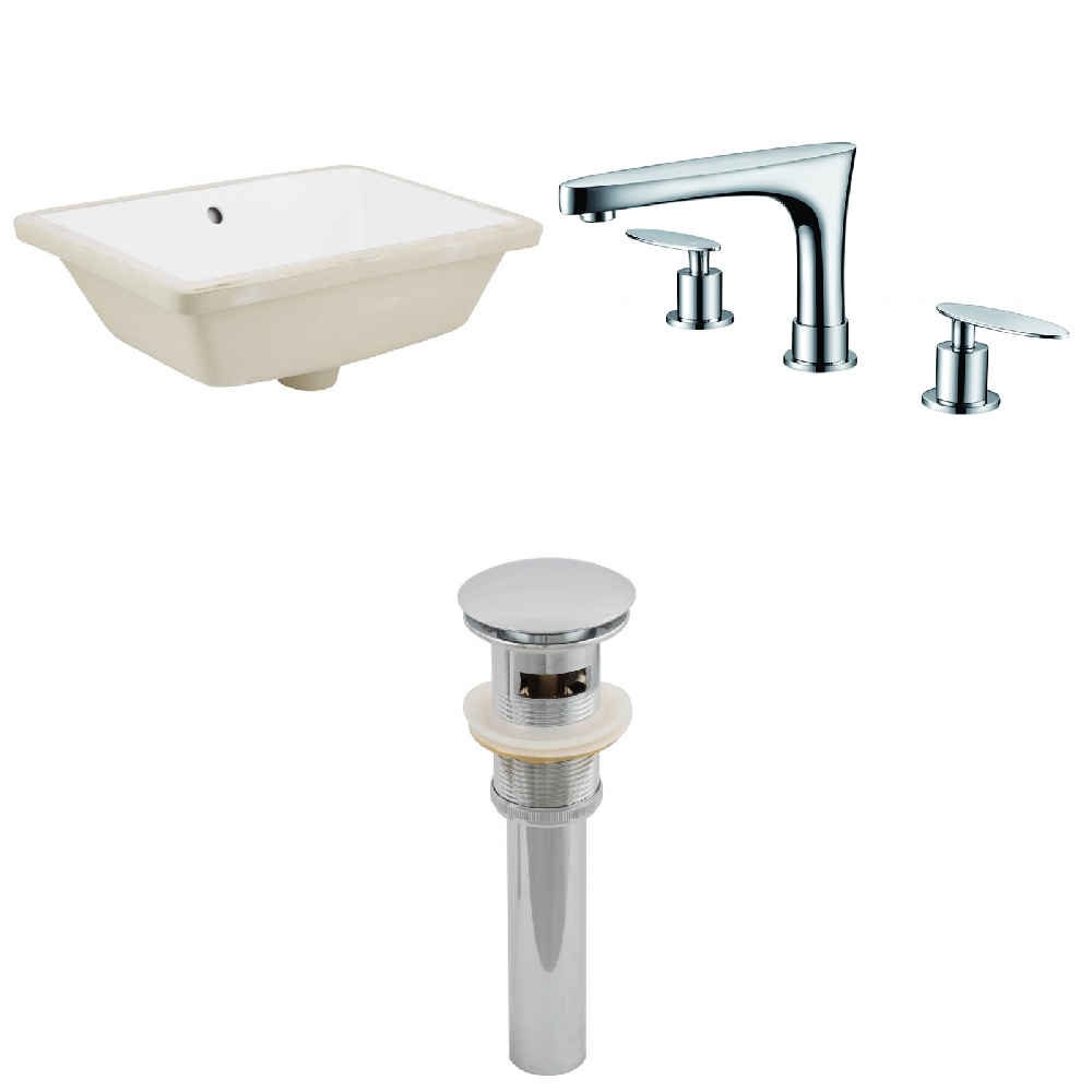 18.25-in. W CUPC Rectangle Bathroom Undermount Sink Set In White - Chrome Hardware - Overflow Drain Incl.