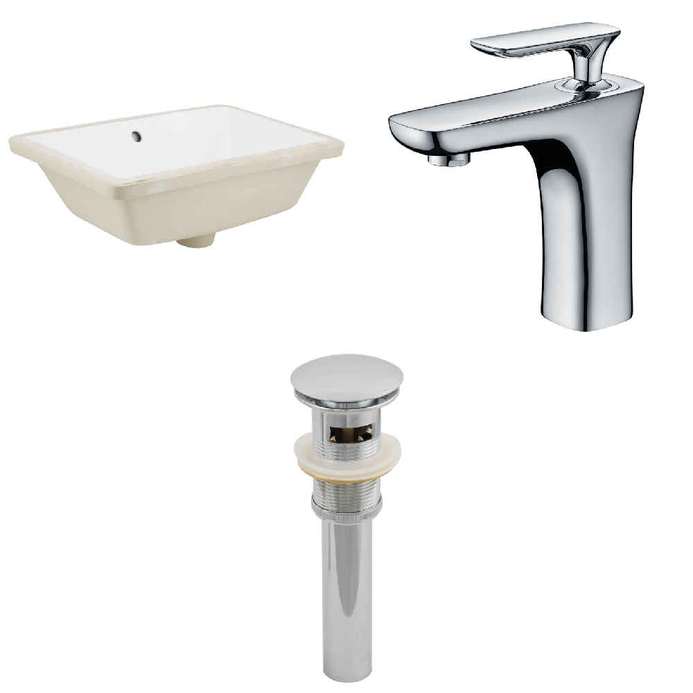 18.25-in. W CUPC Rectangle Bathroom Undermount Sink Set In White - Chrome Hardware - Overflow Drain Incl.