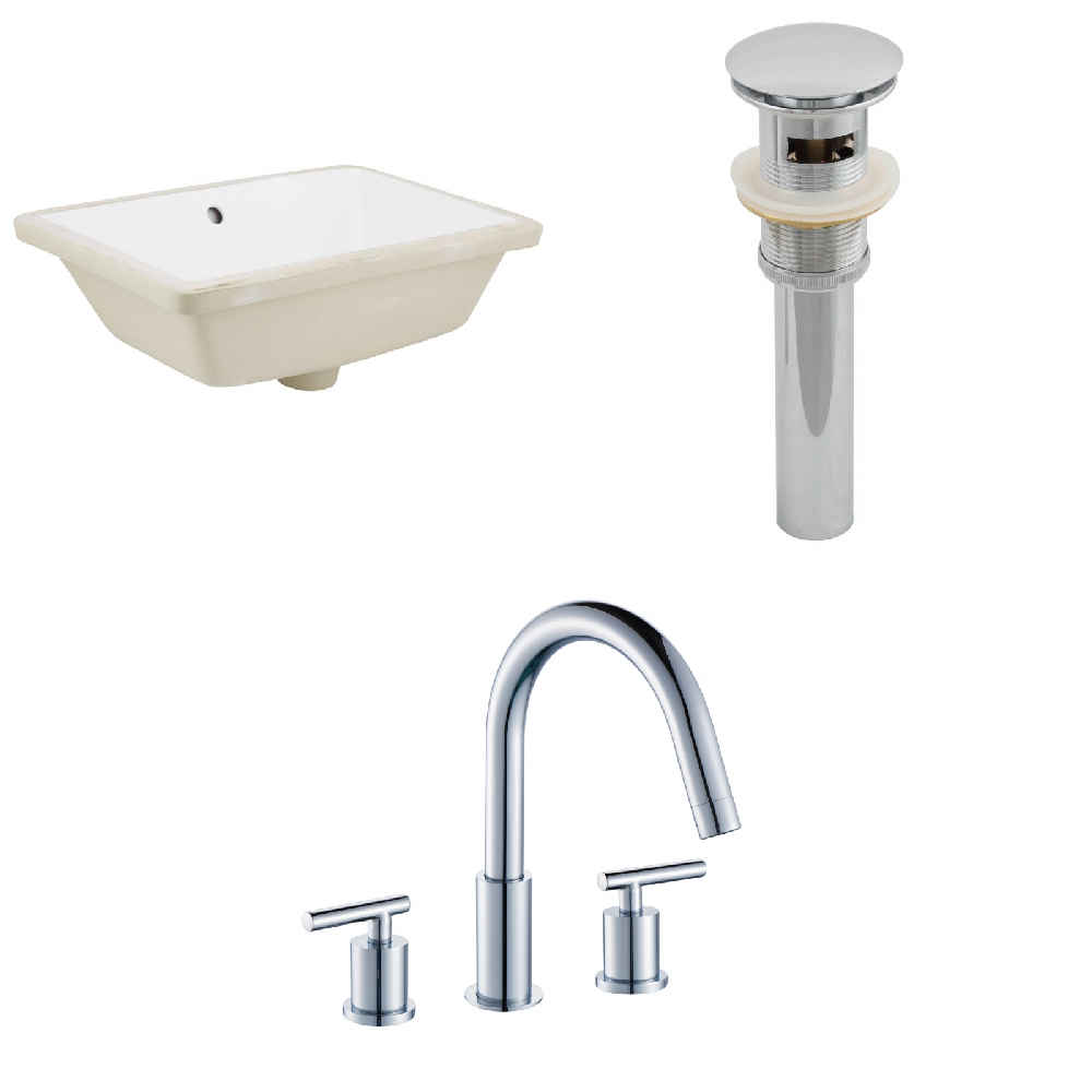 18.25-in. W CUPC Rectangle Bathroom Undermount Sink Set In White - Chrome Hardware - Overflow Drain Incl.