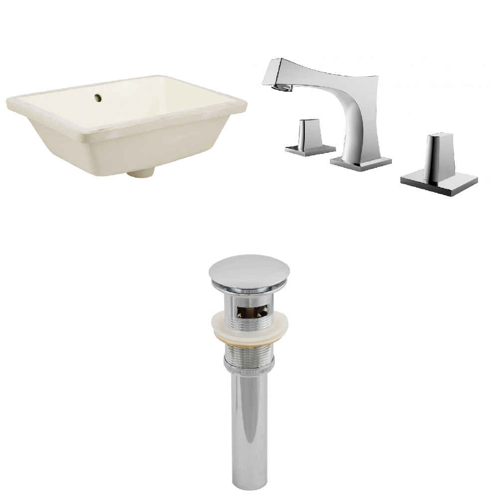18.25-in. W CUPC Rectangle Bathroom Undermount Sink Set In Biscuit - Chrome Hardware - Overflow Drain Incl.