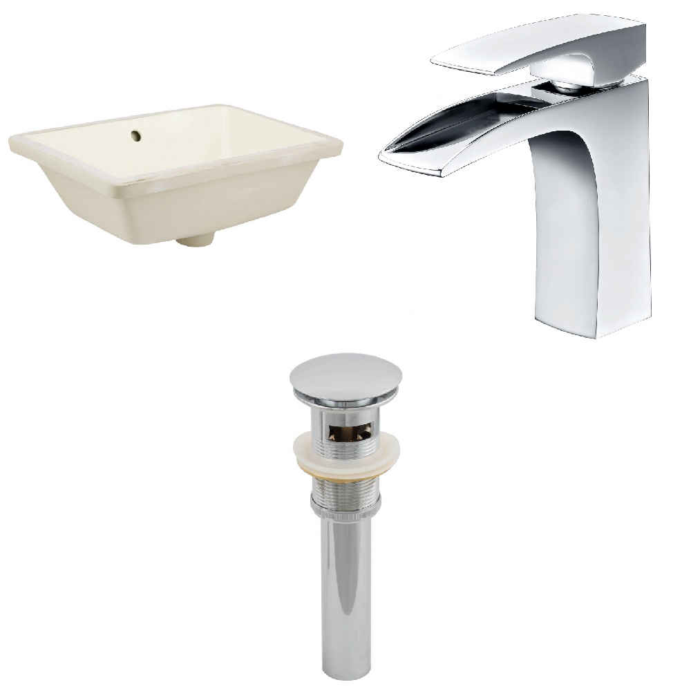 18.25-in. W CUPC Rectangle Bathroom Undermount Sink Set In Biscuit - Chrome Hardware - Overflow Drain Incl.