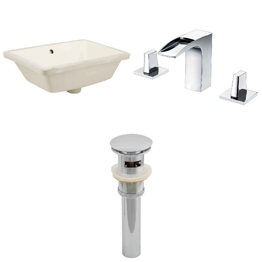 18.25-in. W CUPC Rectangle Bathroom Undermount Sink Set In Biscuit - Chrome Hardware - Overflow Drain Incl.