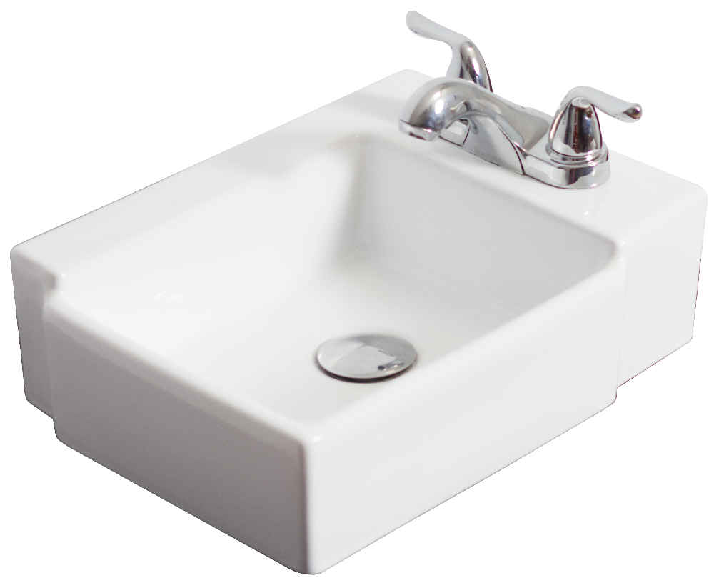 16.25-in. x 11.75-in. Rectangle Bathroom Vessel Sink White Enamel Glaze