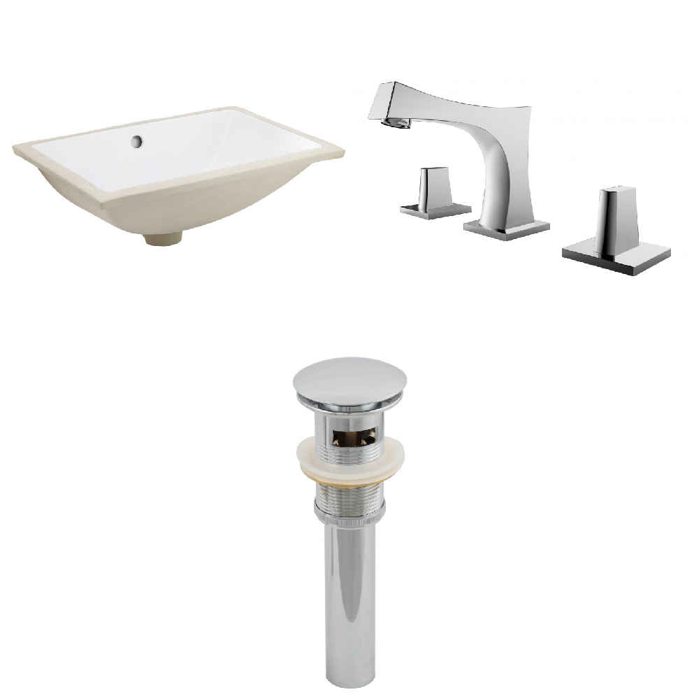 18.25-in. W CUPC Rectangle Bathroom Undermount Sink Set In White - Chrome Hardware - Overflow Drain Incl.