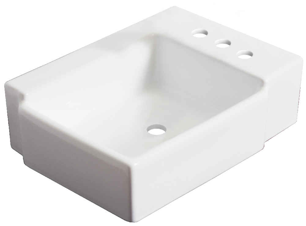 16.25-in. x 11.75-in. Rectangle Bathroom Vessel Sink White Enamel Glaze