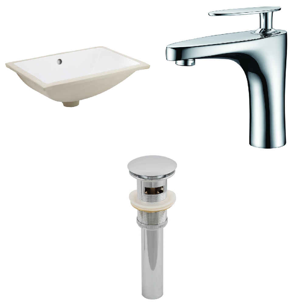 18.25-in. W CUPC Rectangle Bathroom Undermount Sink Set In White - Chrome Hardware - Overflow Drain Incl.