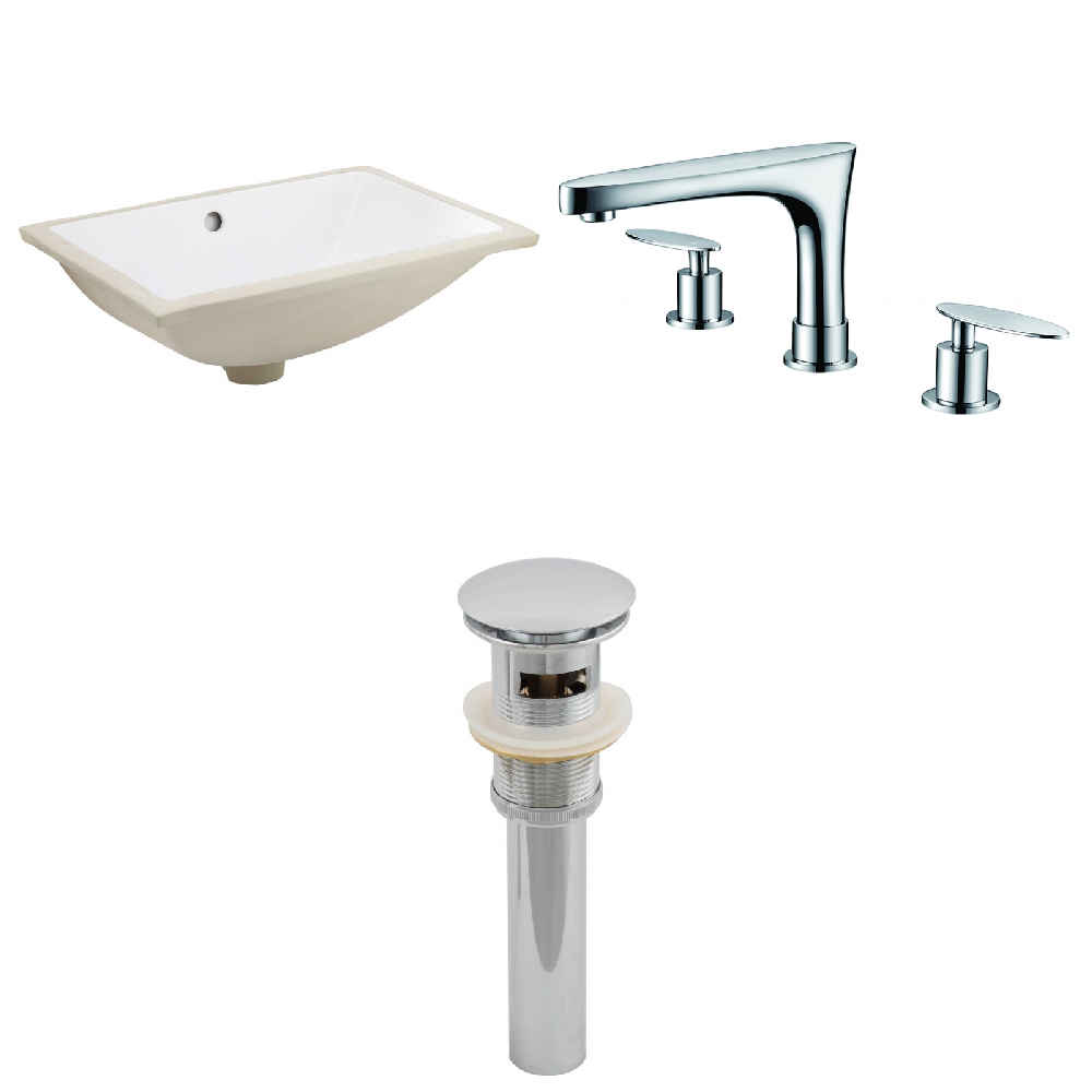 18.25-in. W CUPC Rectangle Bathroom Undermount Sink Set In White - Chrome Hardware - Overflow Drain Incl.