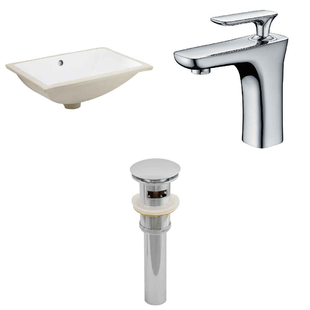 18.25-in. W CUPC Rectangle Bathroom Undermount Sink Set In White - Chrome Hardware - Overflow Drain Incl.