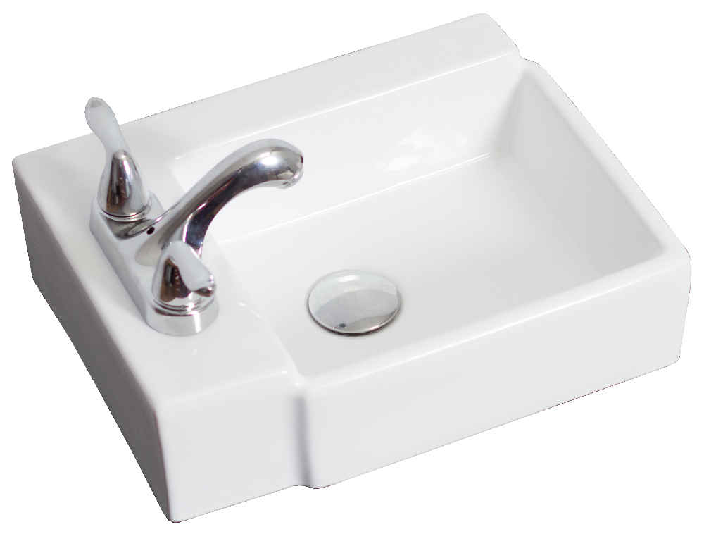 16.25-in. x 11.75-in. Rectangle Bathroom Vessel Sink White Enamel Glaze
