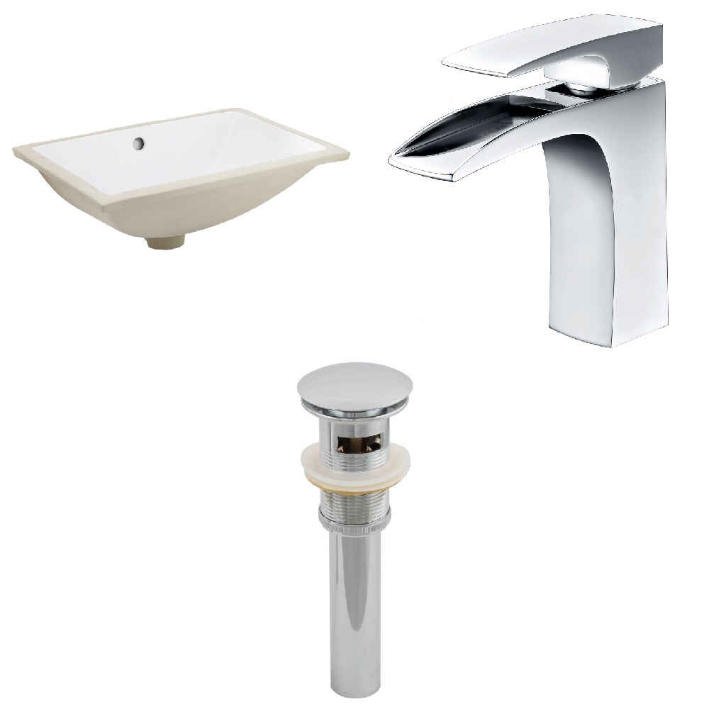 18.25-in. W CUPC Rectangle Bathroom Undermount Sink Set In White - Chrome Hardware - Overflow Drain Incl.