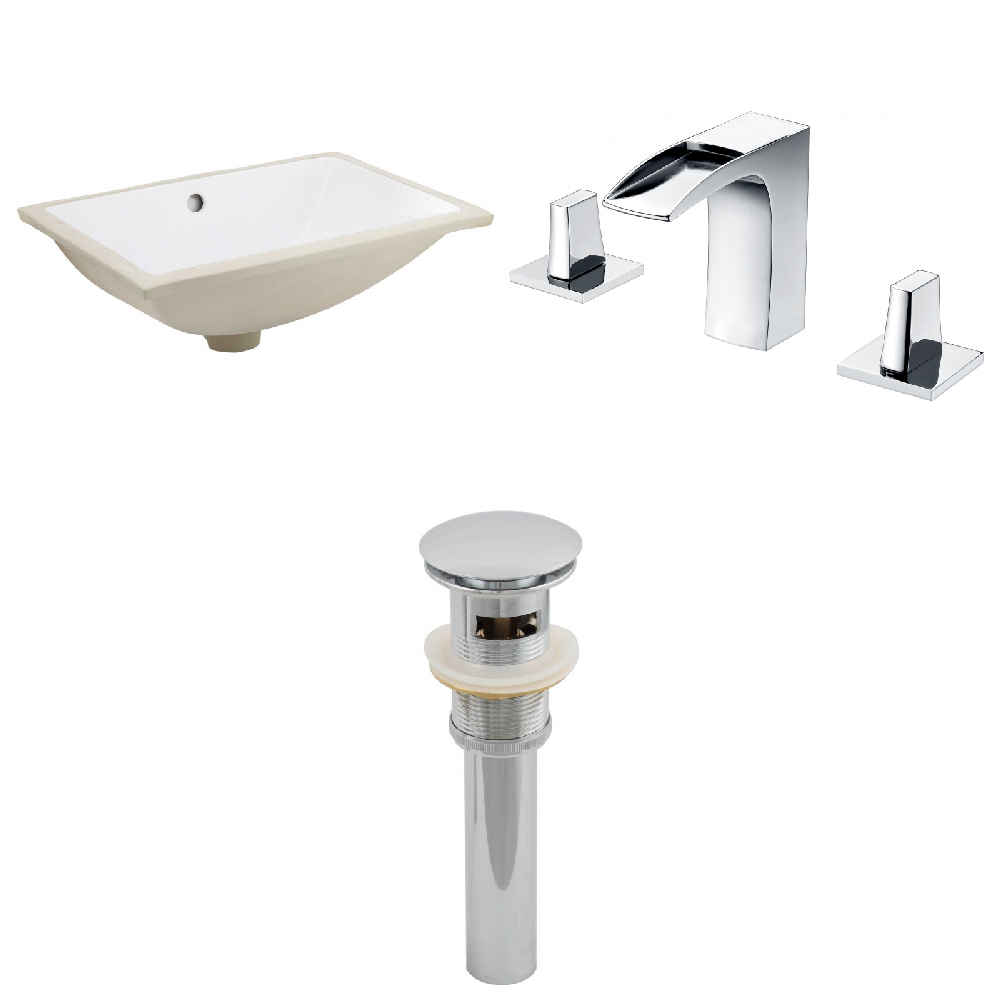 18.25-in. W CUPC Rectangle Bathroom Undermount Sink Set In White - Chrome Hardware - Overflow Drain Incl.
