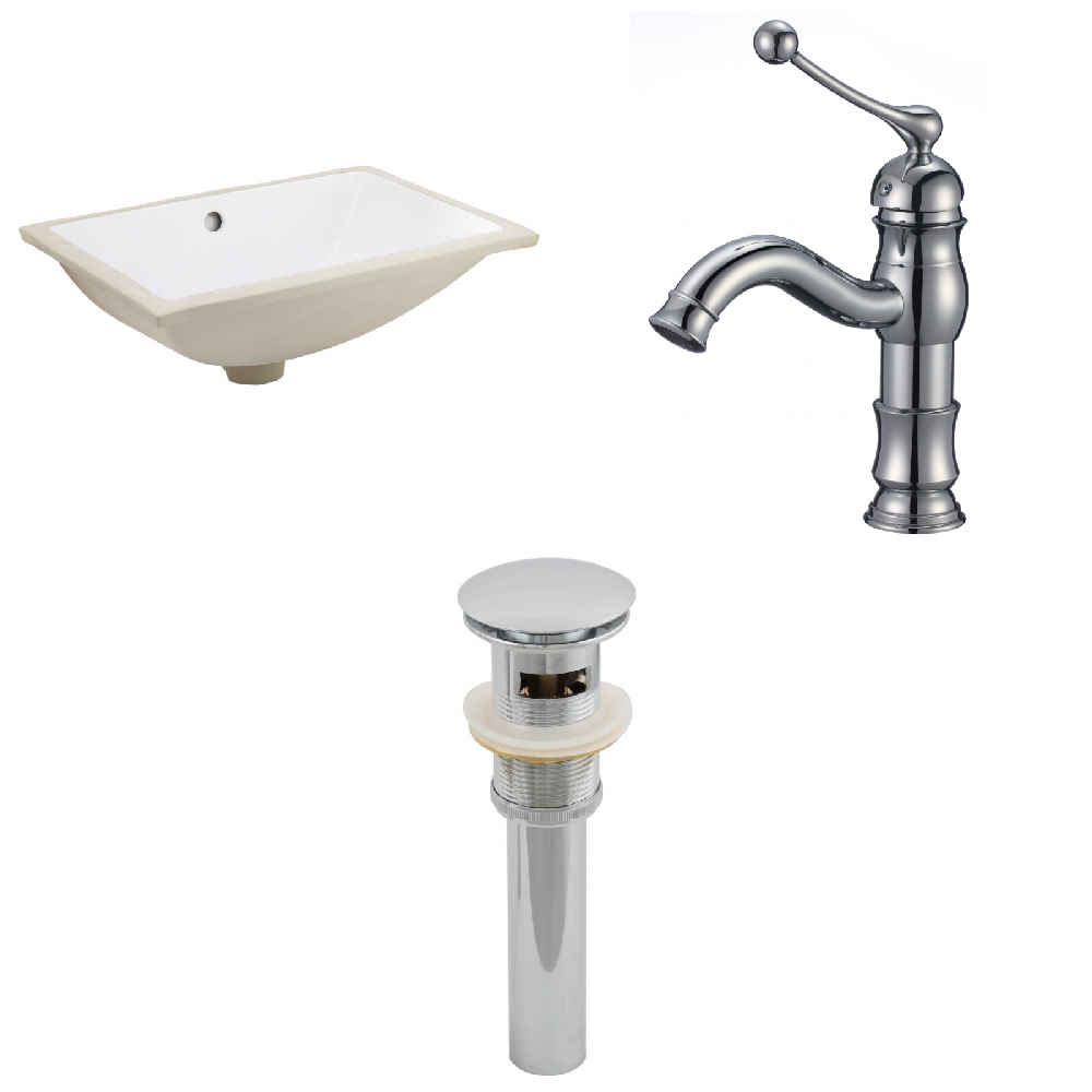 18.25-in. W CUPC Rectangle Bathroom Undermount Sink Set In White - Chrome Hardware - Overflow Drain Incl.