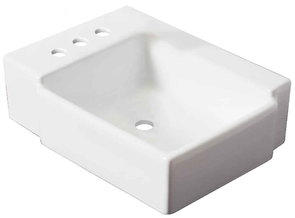 16.25-in. x 11.75-in. Rectangle Bathroom Vessel Sink White Enamel Glaze