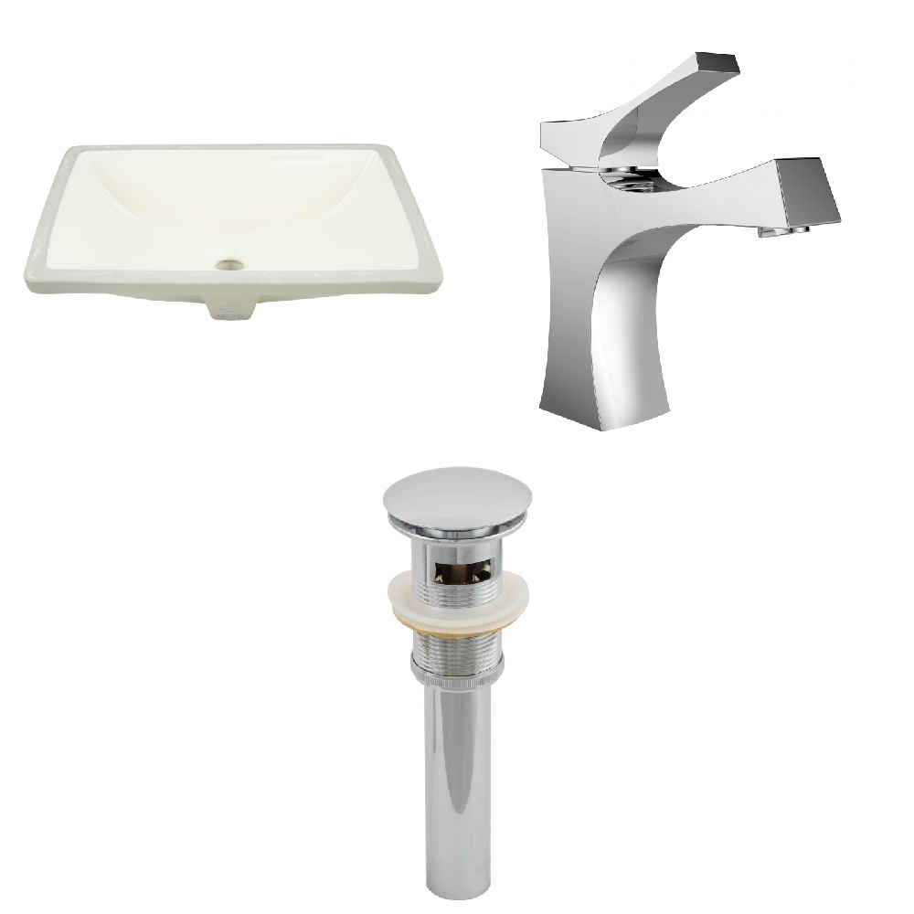 18.25-in. W CUPC Rectangle Bathroom Undermount Sink Set In Biscuit - Chrome Hardware - Overflow Drain Incl.