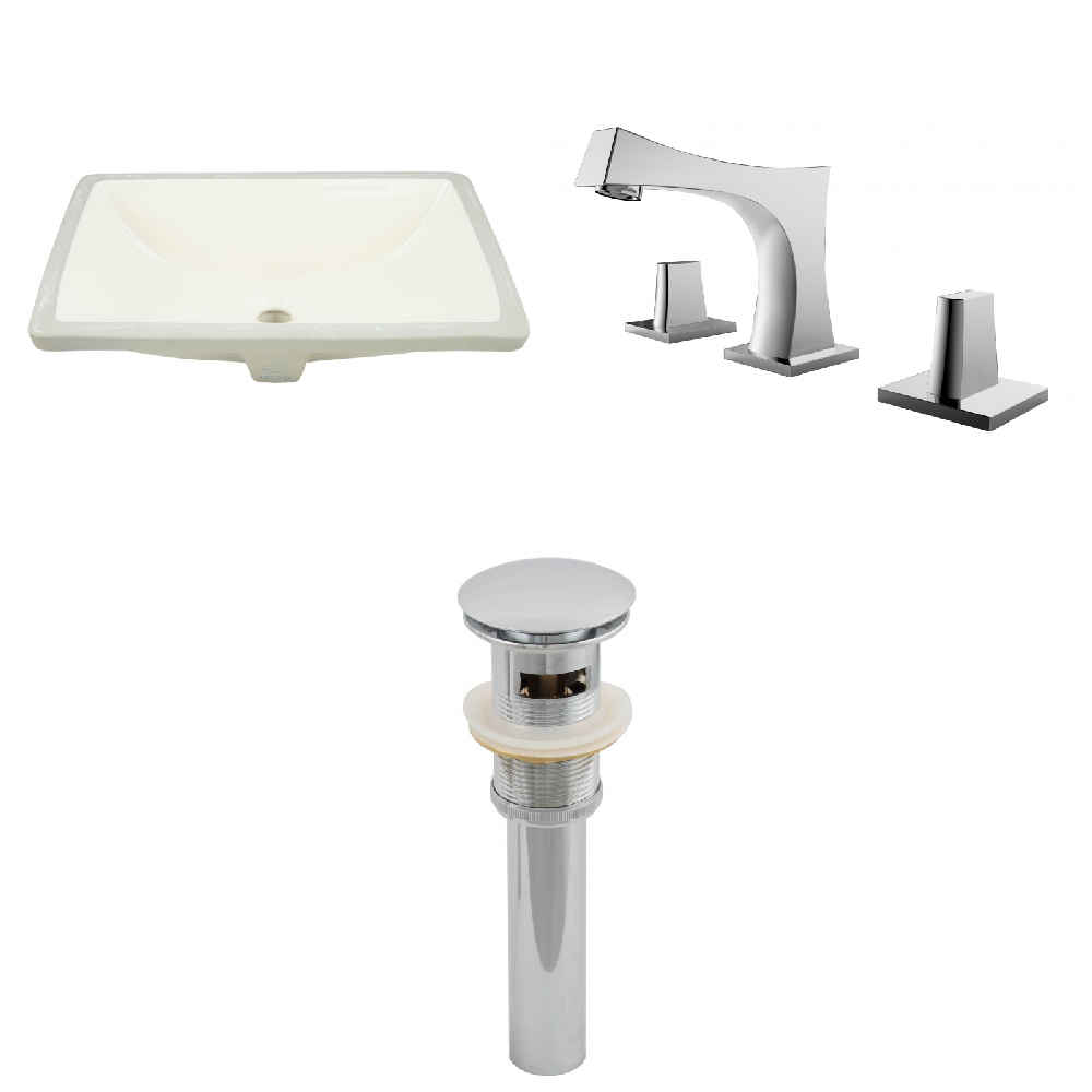 18.25-in. W CUPC Rectangle Bathroom Undermount Sink Set In Biscuit - Chrome Hardware - Overflow Drain Incl.