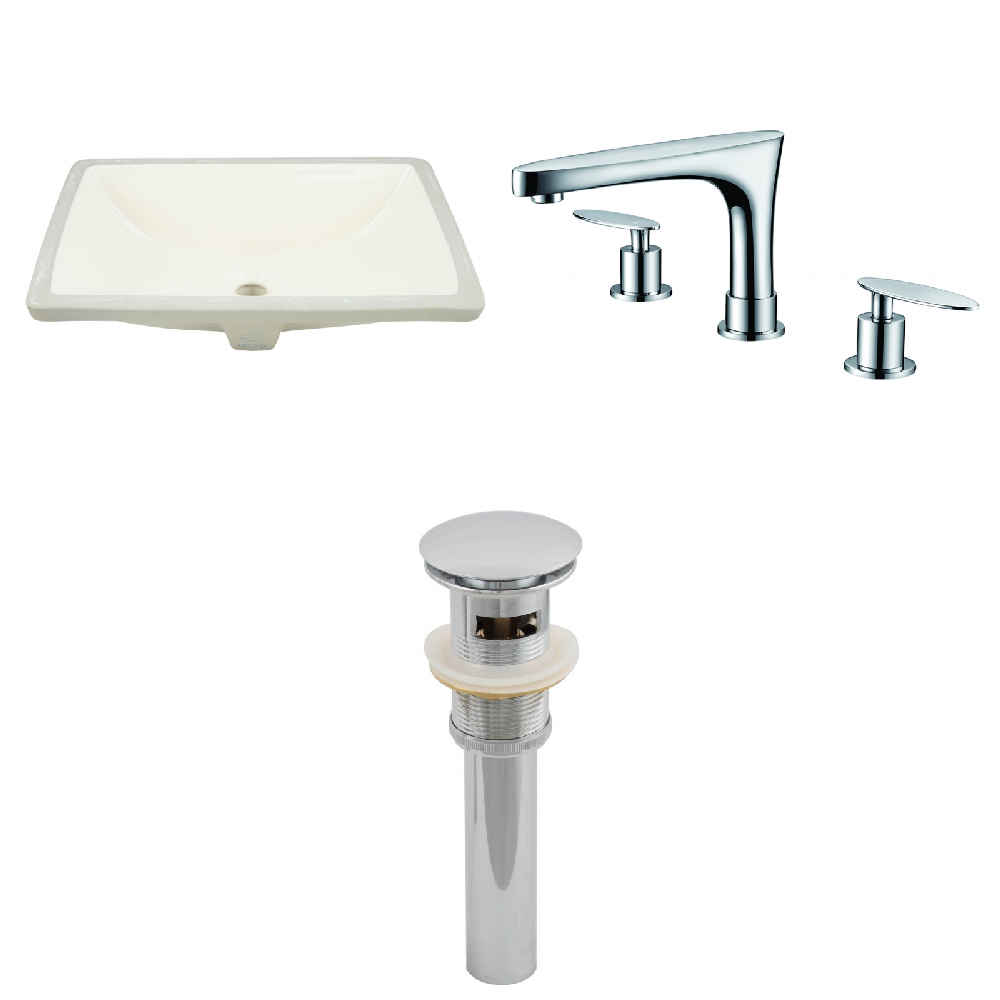 18.25-in. W CUPC Rectangle Bathroom Undermount Sink Set In Biscuit - Chrome Hardware - Overflow Drain Incl.