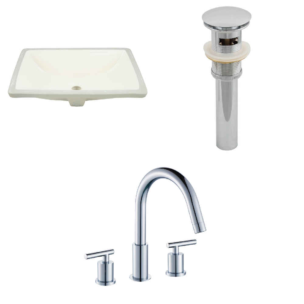 18.25-in. W CUPC Rectangle Bathroom Undermount Sink Set In Biscuit - Chrome Hardware - Overflow Drain Incl.
