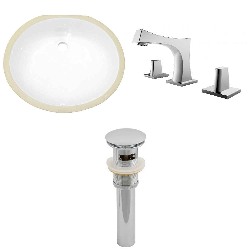 19.5-in. W CUPC Oval Bathroom Undermount Sink Set In White - Chrome Hardware - Overflow Drain Incl.