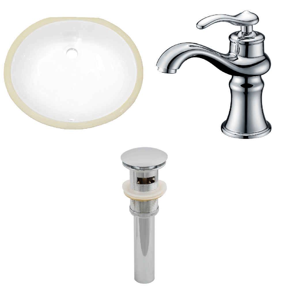 19.5-in. W CUPC Oval Bathroom Undermount Sink Set In White - Chrome Hardware - Overflow Drain Incl.