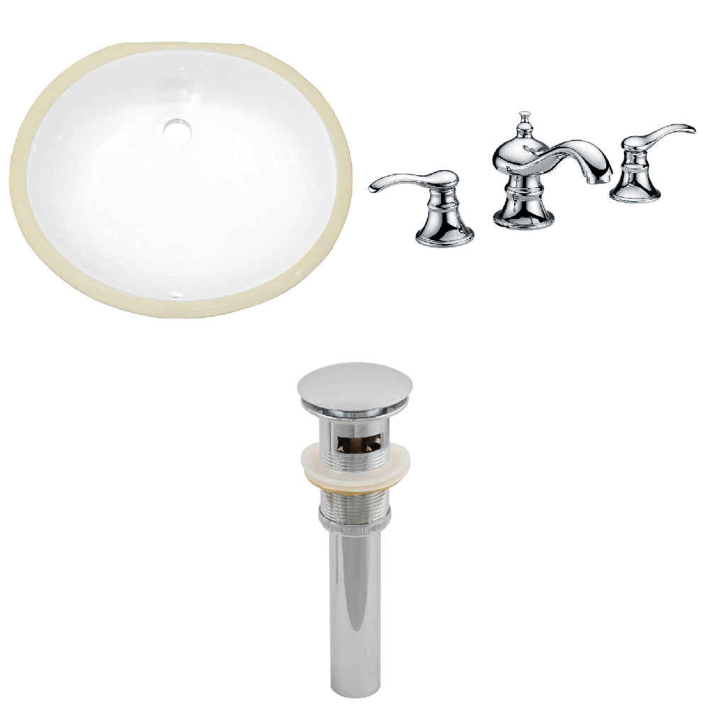 19.5-in. W CUPC Oval Bathroom Undermount Sink Set In White - Chrome Hardware - Overflow Drain Incl.
