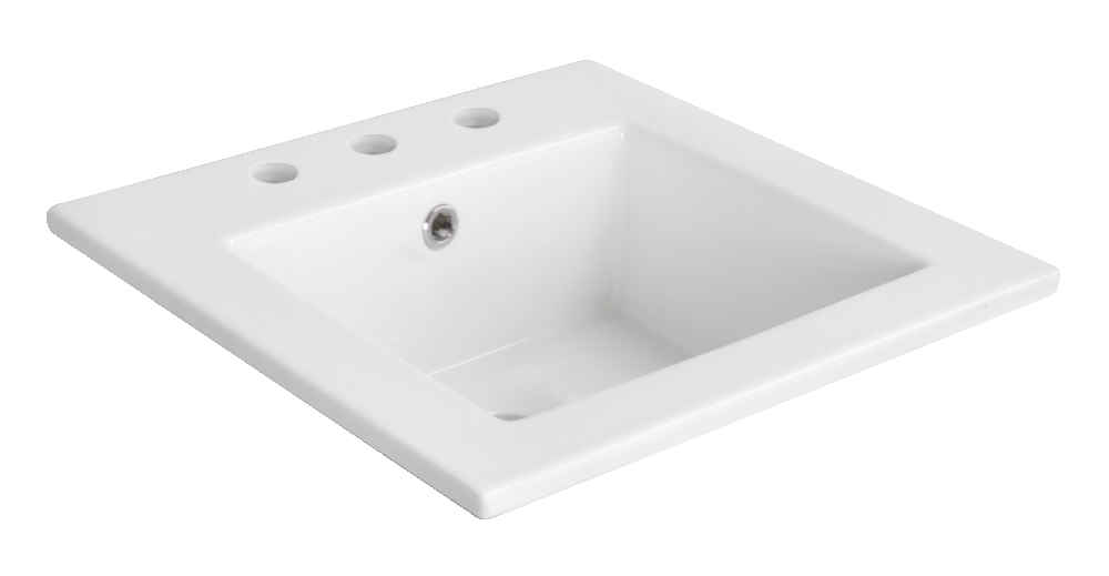 16.5-in. W 16.5-in. D Ceramic Top In White Color For 3H8-in. Faucet