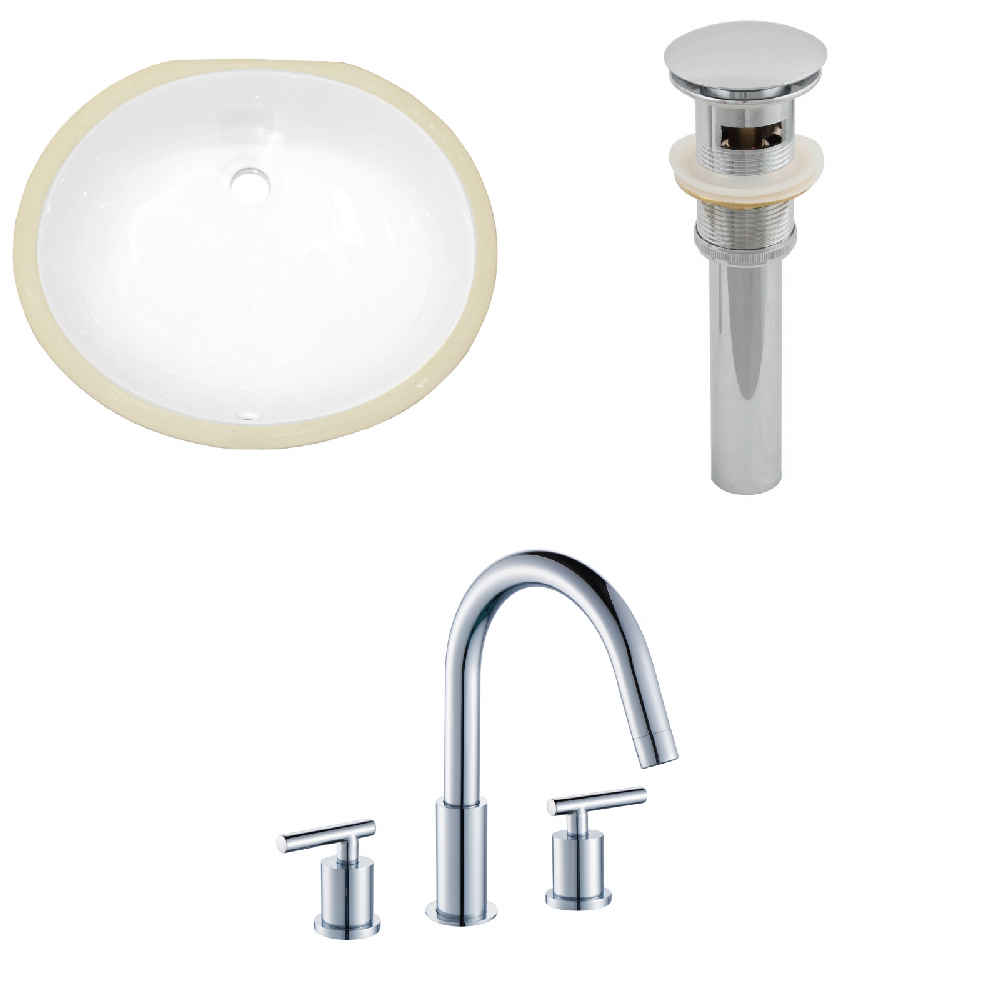 19.5-in. W CUPC Oval Bathroom Undermount Sink Set In White - Chrome Hardware - Overflow Drain Incl.
