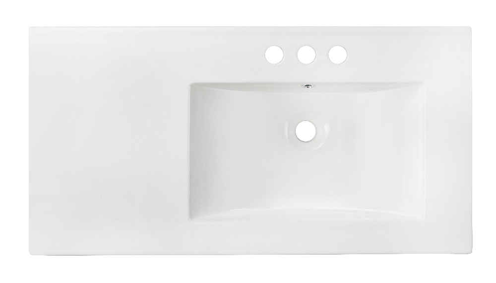 35.5-in. W 18.25-in. D Ceramic Top In White Color For 3H4-in. Faucet