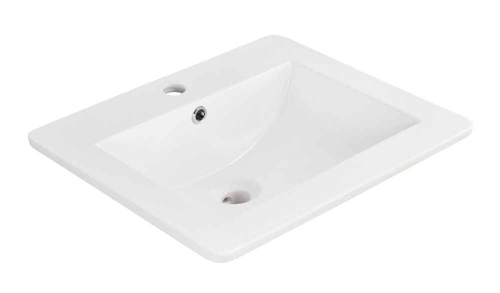 21-in. W 18.5-in. D Ceramic Top In White Color For 1 Hole Faucet
