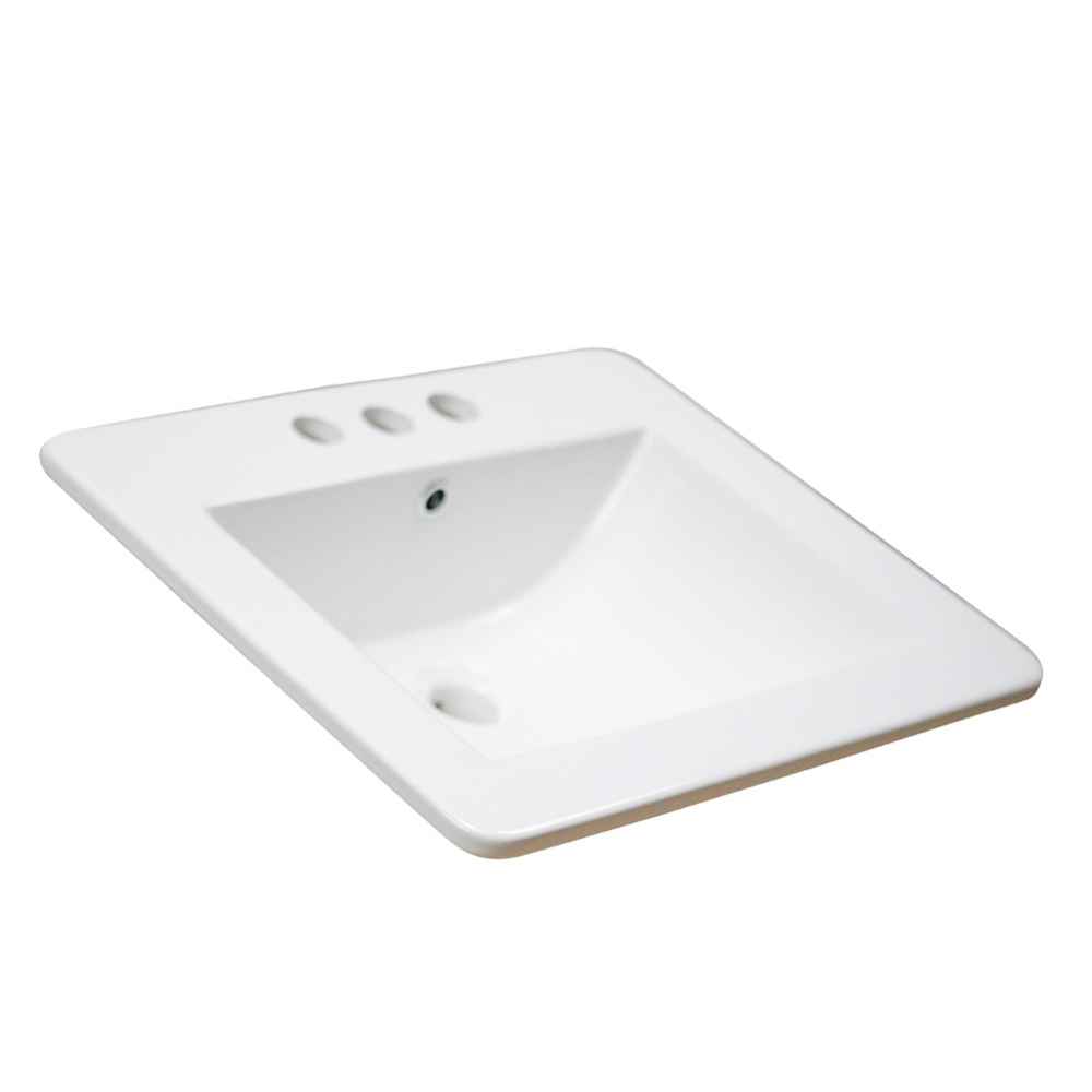 21-in. W 18.5-in. D Ceramic Top In White Color For 3H4-in. Faucet