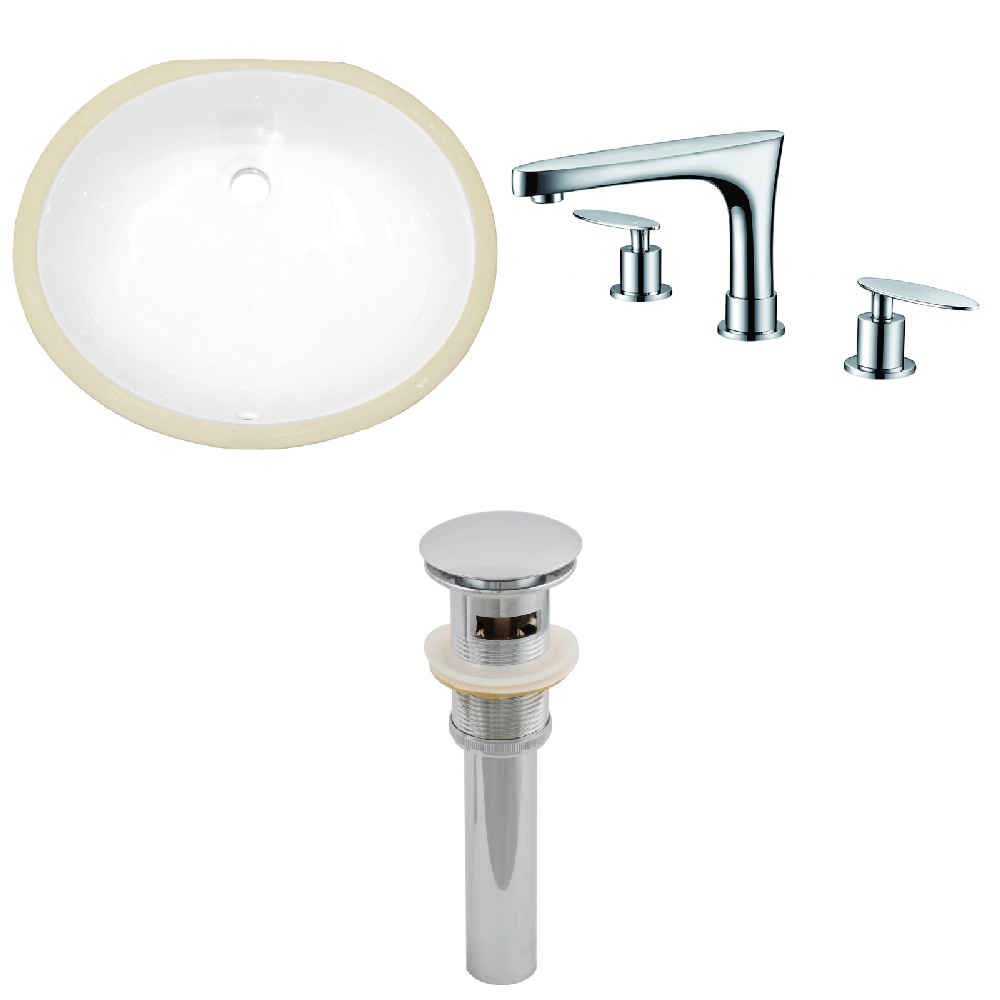 19.5-in. W CUPC Oval Bathroom Undermount Sink Set In White - Chrome Hardware - Overflow Drain Incl.
