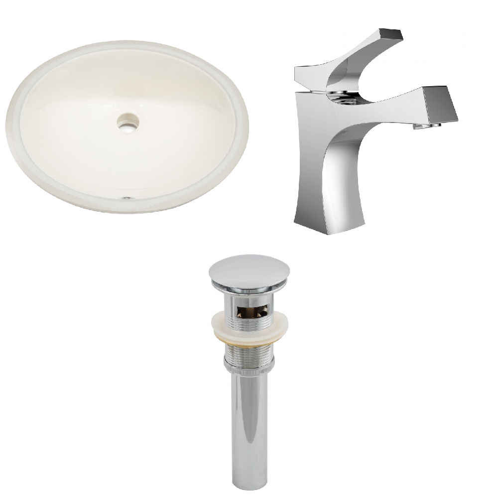 19.75-in. W CUPC Oval Bathroom Undermount Sink Set In Biscuit - Chrome Hardware - Overflow Drain Incl.