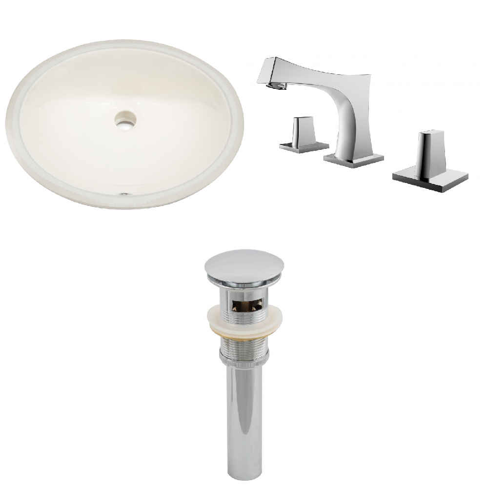 19.75-in. W CUPC Oval Bathroom Undermount Sink Set In Biscuit - Chrome Hardware - Overflow Drain Incl.