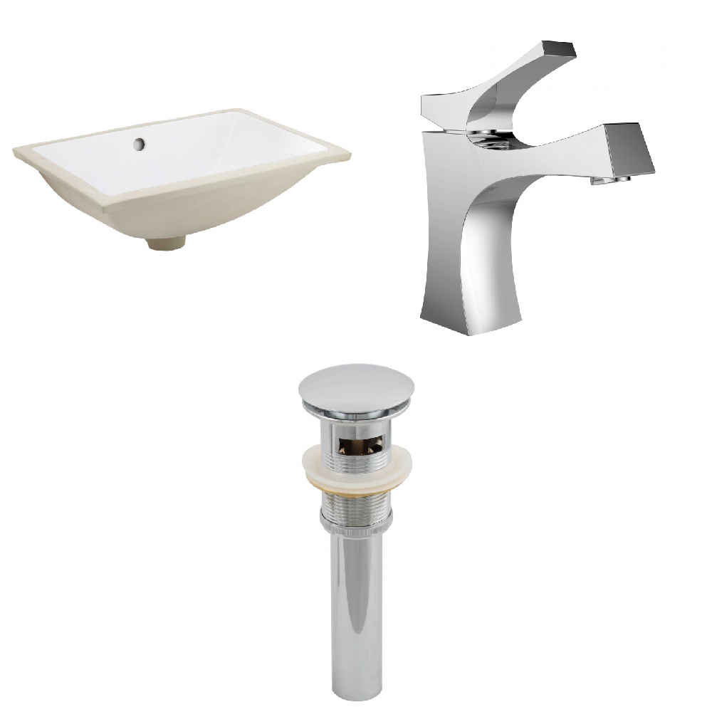 20.75-in. W CUPC Rectangle Bathroom Undermount Sink Set In White - Chrome Hardware - Overflow Drain Incl.