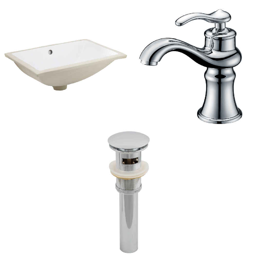 20.75-in. W CUPC Rectangle Bathroom Undermount Sink Set In White - Chrome Hardware - Overflow Drain Incl.