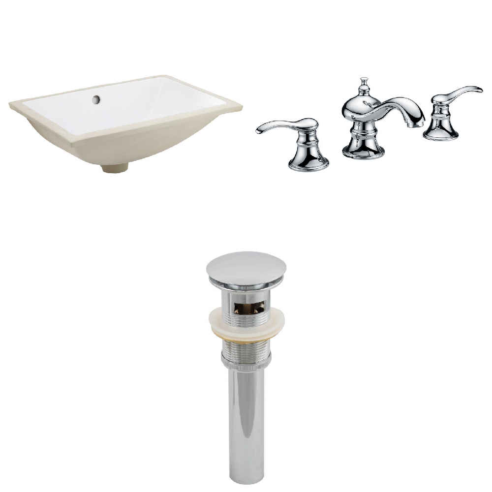 20.75-in. W CUPC Rectangle Bathroom Undermount Sink Set In White - Chrome Hardware - Overflow Drain Incl.