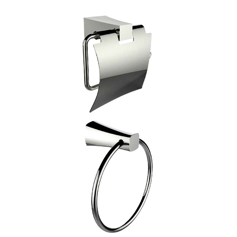 Chrome Plated Towel Ring With Toilet Paper Holder Accessory Set