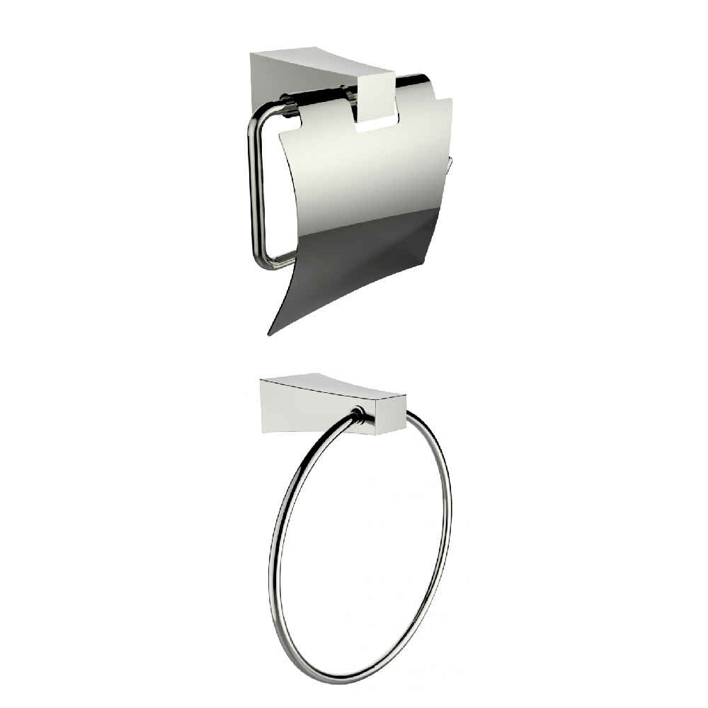 Chrome Plated Towel Ring With Toilet Paper Holder Accessory Set