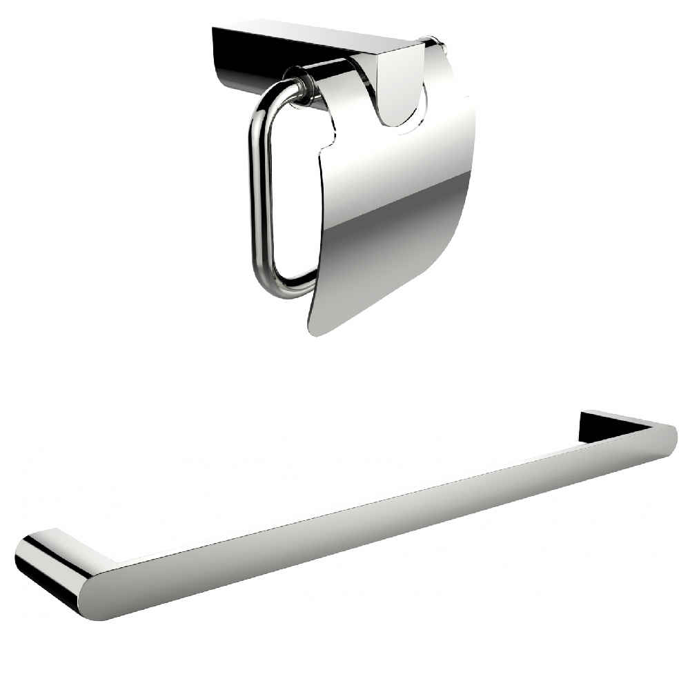Chrome Plated Toilet Paper Holder With A Single Rod Towel Rack Accessory Set